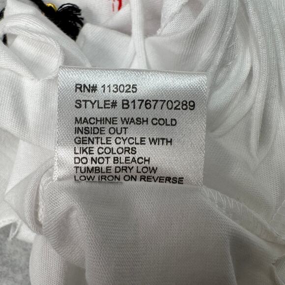 Love Peace Lazy Days USA Flag Tank Top L White Fringe Crewneck Cotton Pullover - Picture 6 of 6